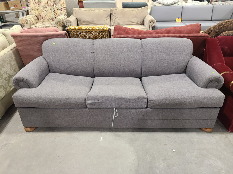 Excellent Condition Contemporary Grey Fabric Sofa with Rolled Arms