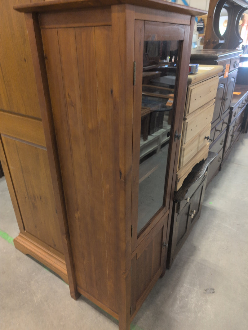 Wooden Cabinet with Glass Door and Wooden Shelves