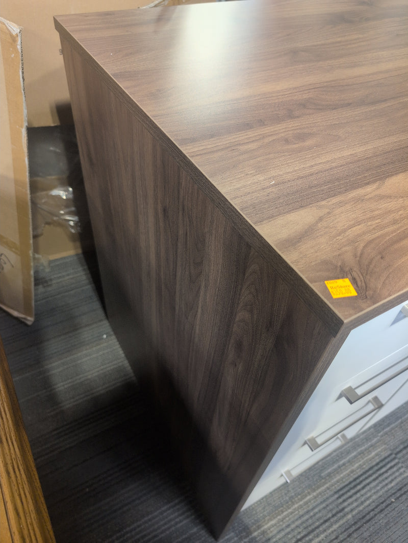 Fancy MCM Brown and White Kitchen Island