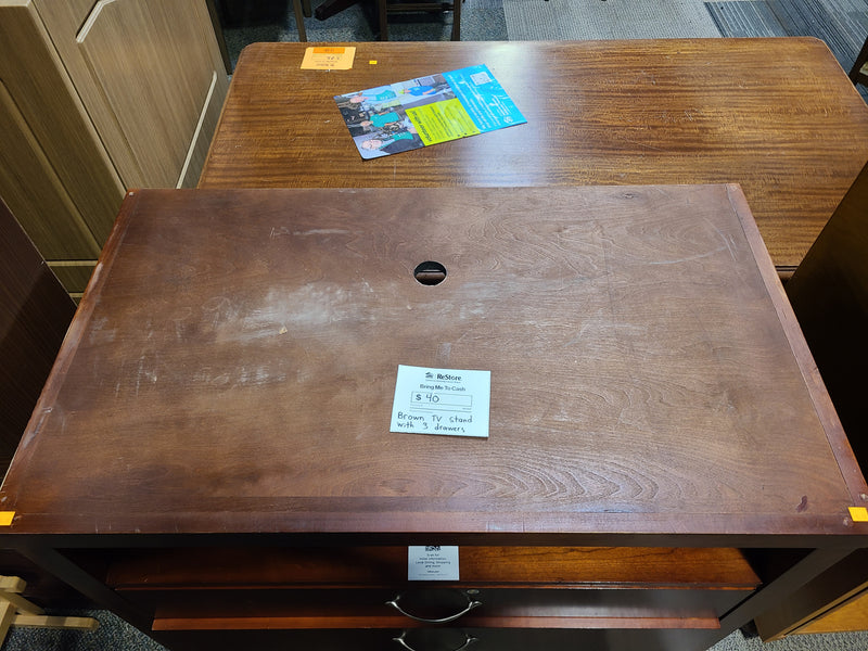 Classic Brown Wood TV Stand with Storage Drawers