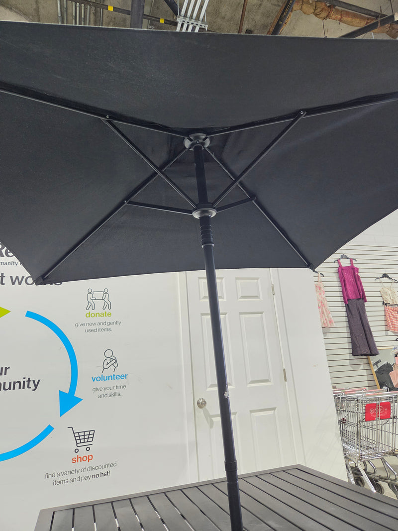 Square Metal Patio Dining Table and Umbrella Combo