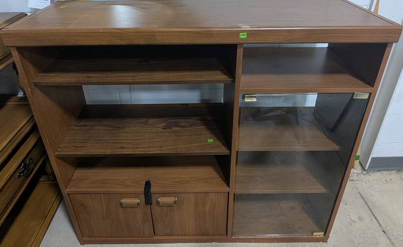 Brown Media Stand with Glass Door
