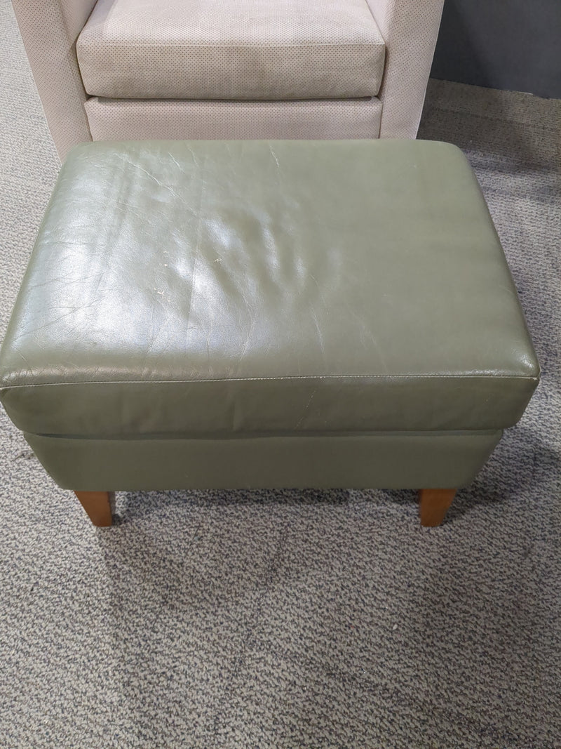 Small Green Faux Leather Ottomon