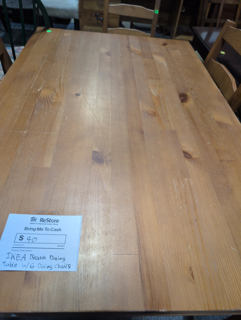IKEA Brown Dining Table with 6 Dining Chairs