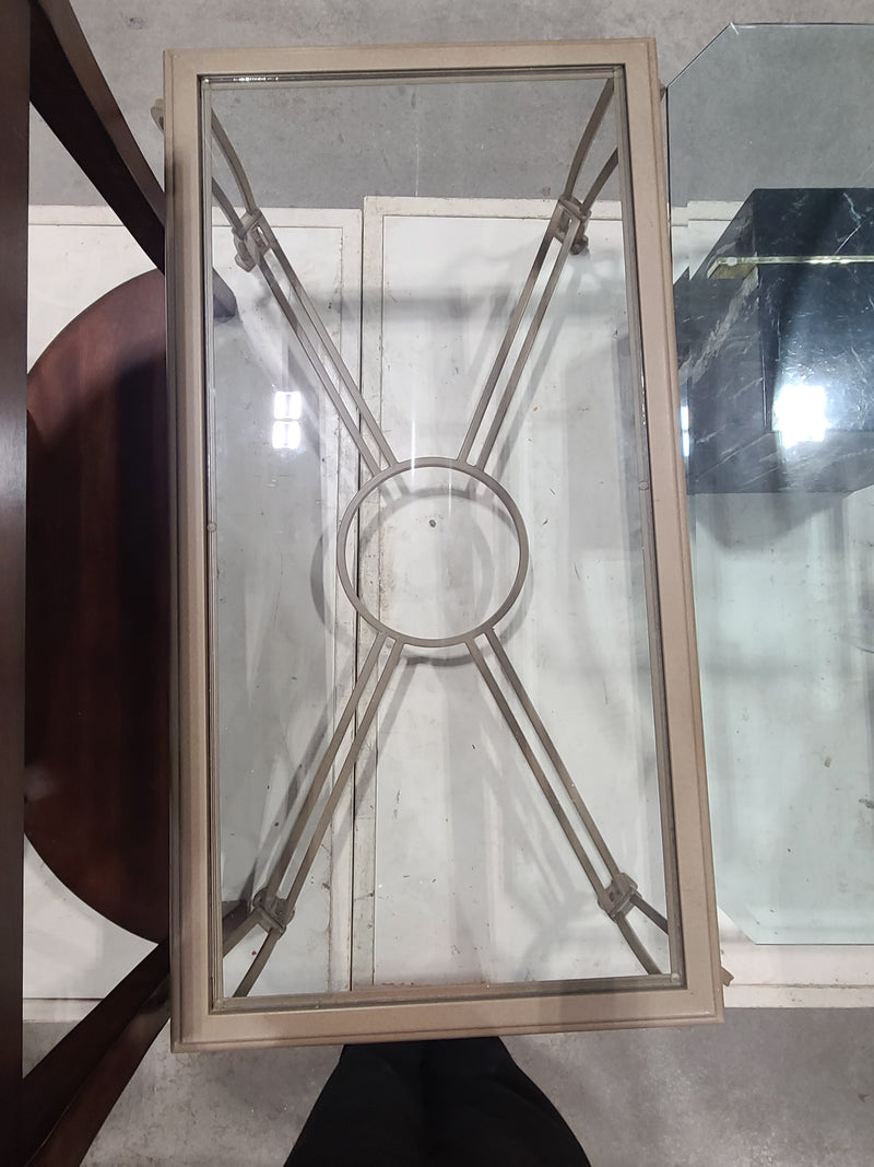 Contemporary Metal Frame Glass-Top Patio Coffee Table