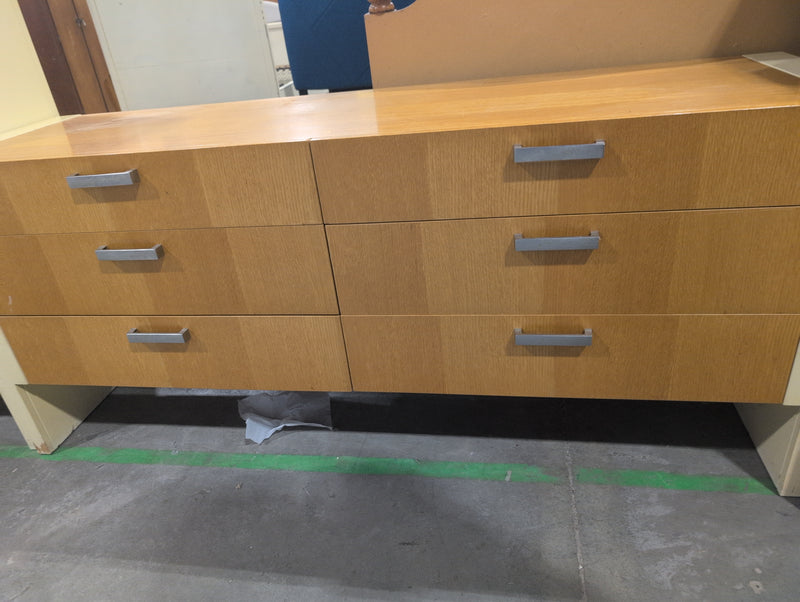 Wide Fancy Light Colored 6 Drawer Dresser