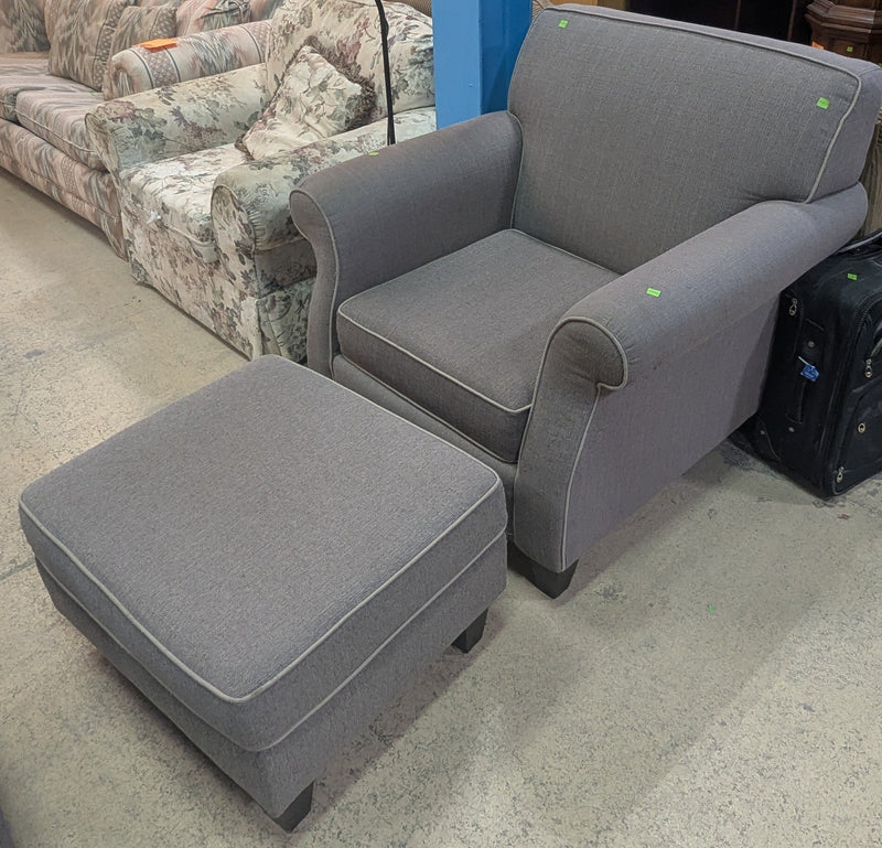Grey Armchair with Ottoman