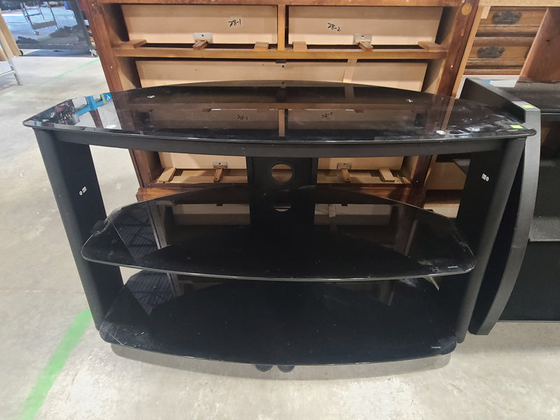 Modern Black 3-Tier Tempered Glass Corner TV Stand