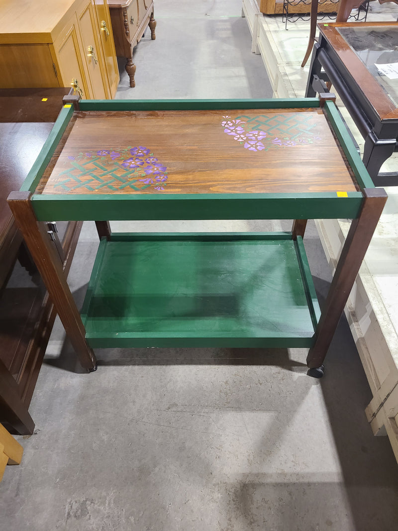Cottage-Style 2-Tier Wooden Utility & Serving Cart