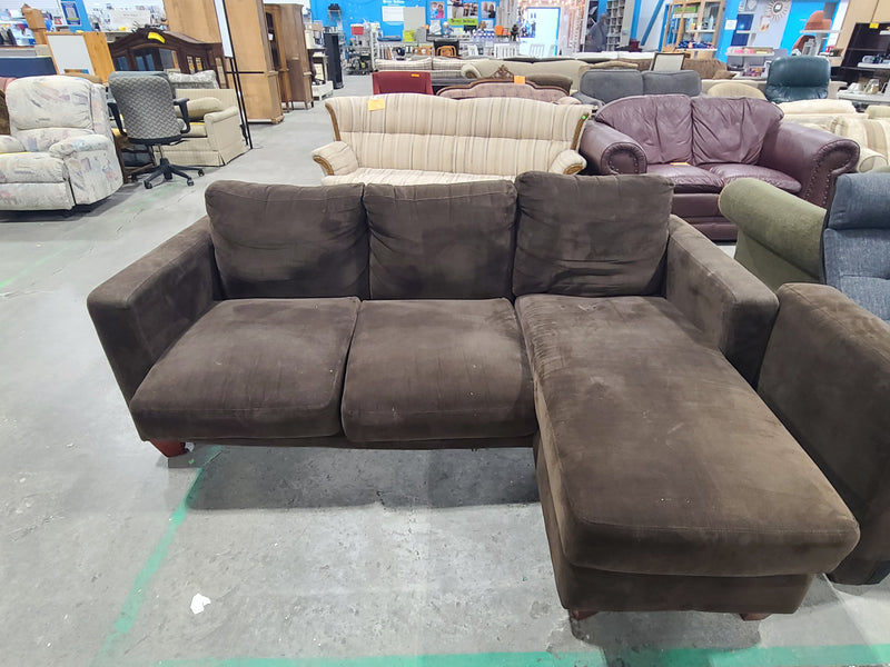 Modern Chocolate Brown Microfiber Sectional Sofa with Chaise