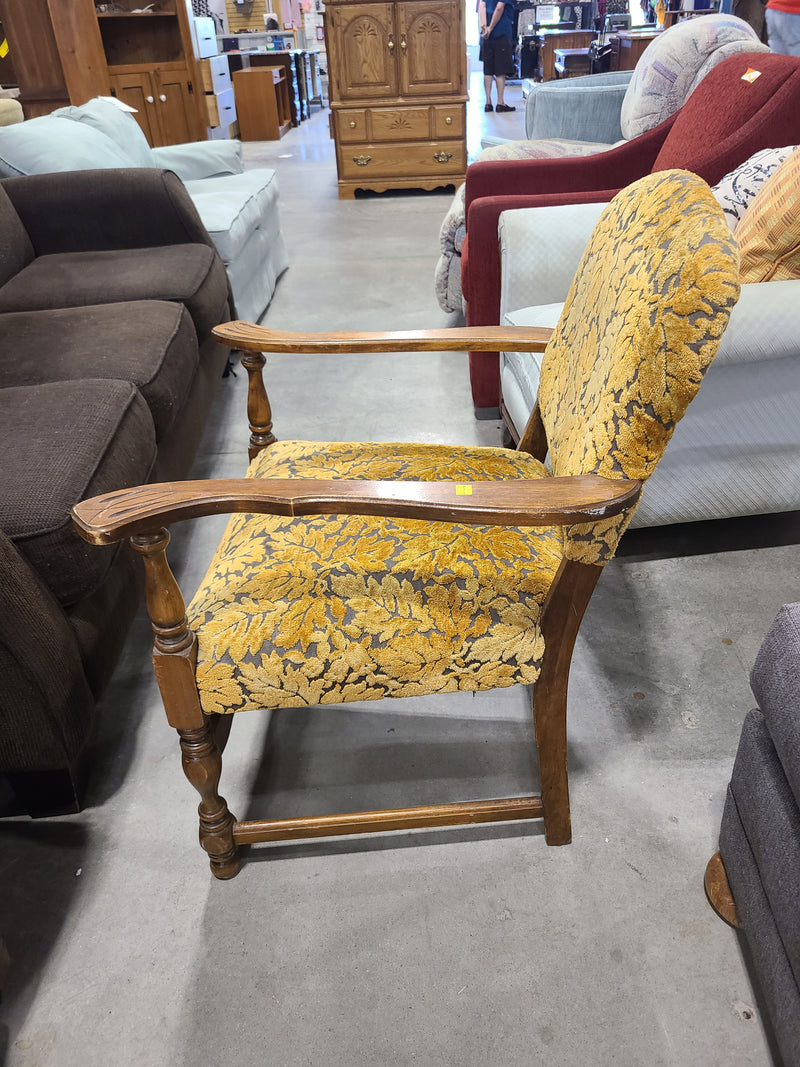 Vintage Gold Floral Velvet Armchair