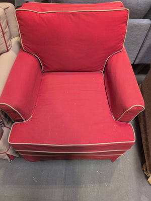 Red Armchair with Beige Outlines
