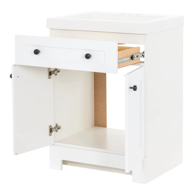 Glacier Bay Everdean 24.5-in. Oak Bathroom Vanity Combo with Cultured Marble Top