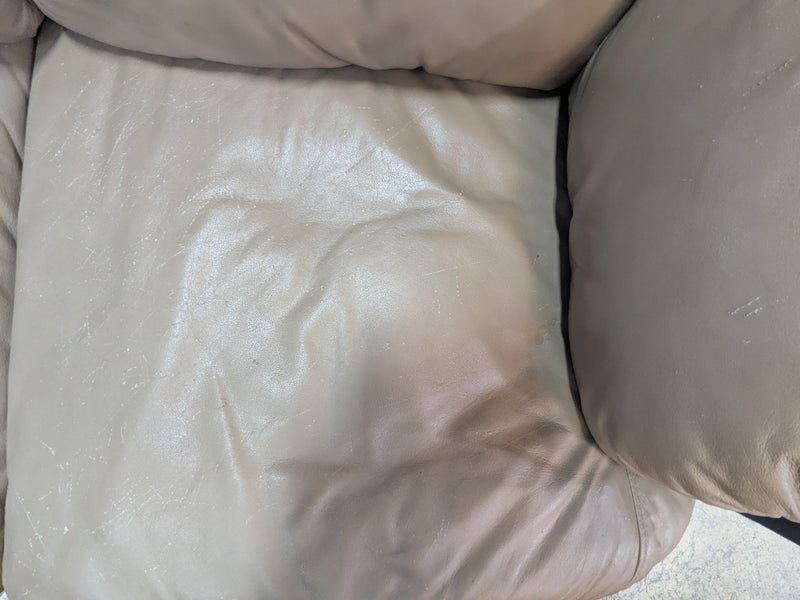 Beige Faux Leather Loveseat