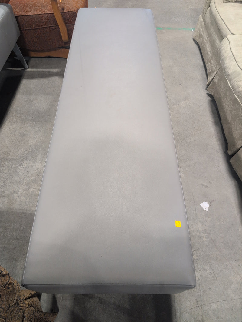 Modern Long Grey Ottoman with Metal Legs