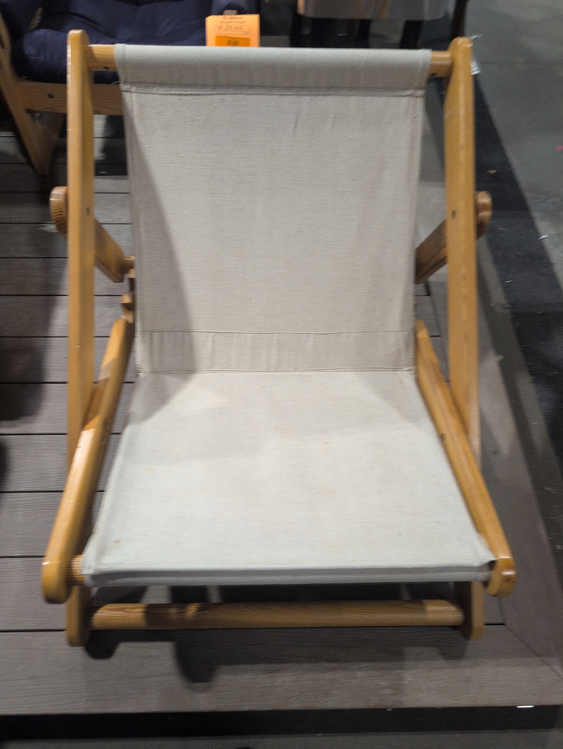 Wooden Sling Beach Chair with Adjustable Recline
