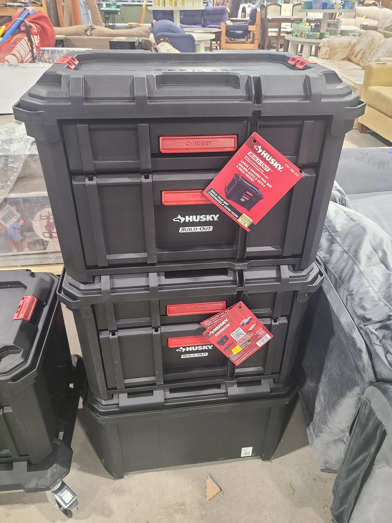 Husky Build-Out Large 2-Drawer Tool Box with Rolling Dolly