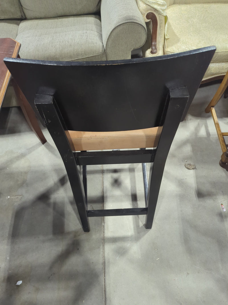 Dark Wood Counter Stool with Cushioned Seat