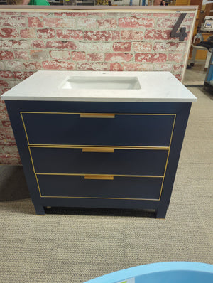 Royal Blue with White Marble 36" Vanity