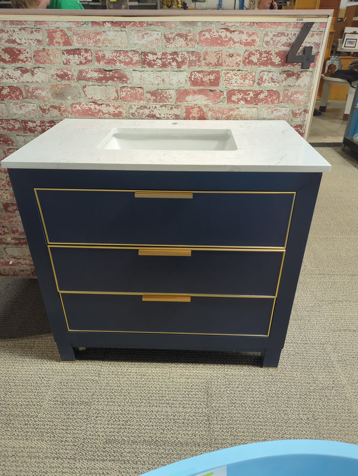 Royal Blue with White Marble 36" Vanity