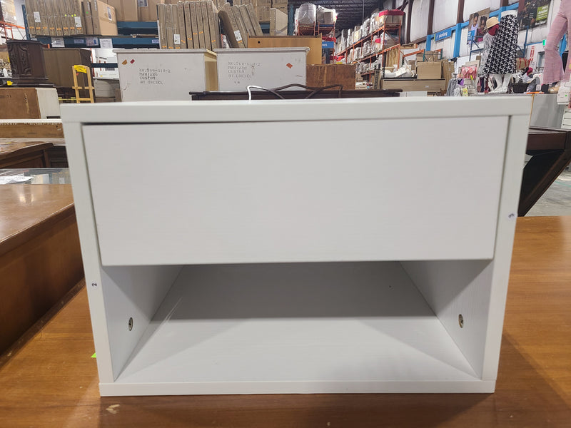 Modern Floating White Wall-Mounted Nightstand with Drawer & Shelf