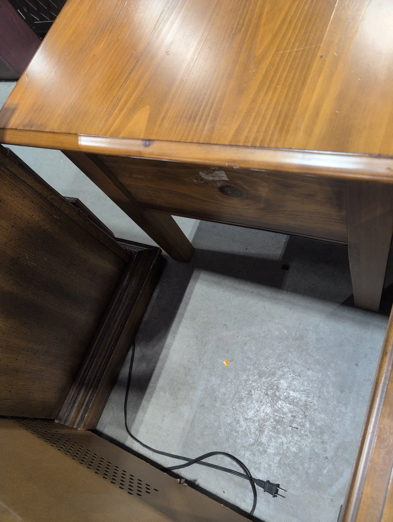 Square Light Brown Side Table with 2 Drawers