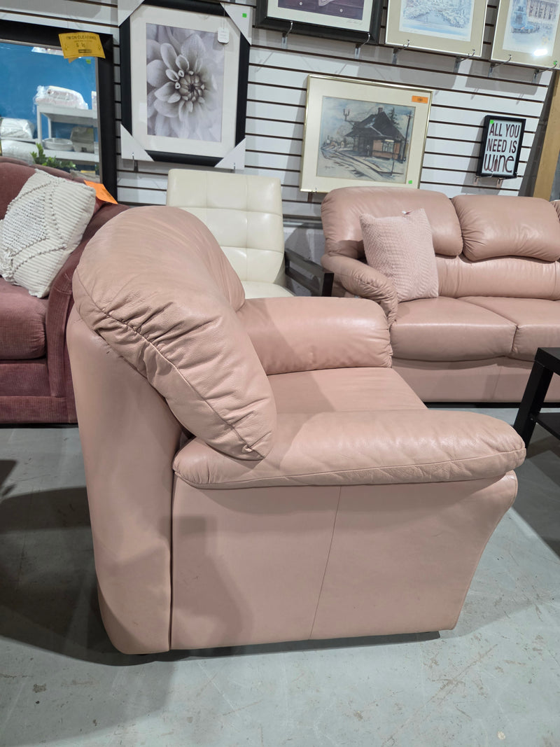 Vintage Dusty Pink Leather Armchair