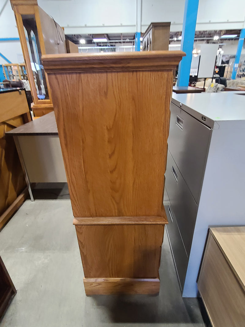 Traditional Golden Oak 5-Drawer Tallboy Chest of Drawers