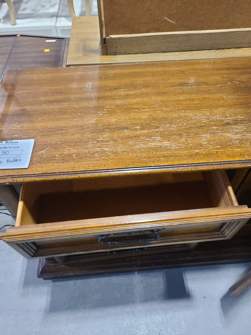 Vintage Solid Wood Buffet & Sideboard Credeza with Warm Oak Finish