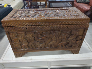 Hand-Carved Mid-Century Wooden linen chest