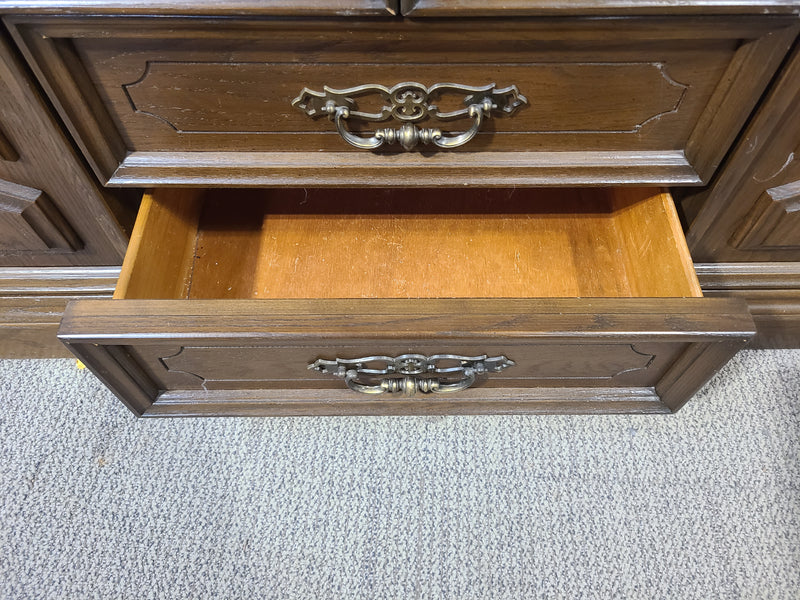 Vintage Two-Piece Wooden Hutch and Buffet Cabinet