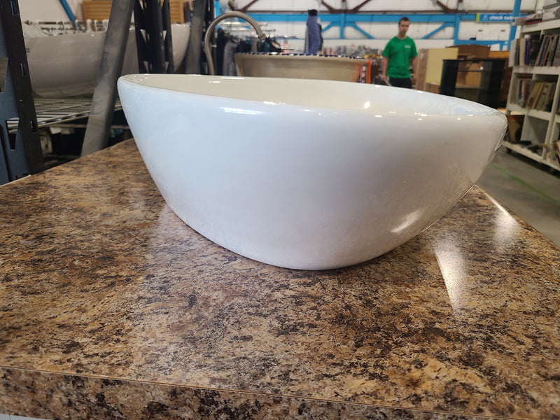 Modern Porcelain Triangular Above-Counter Sink in White