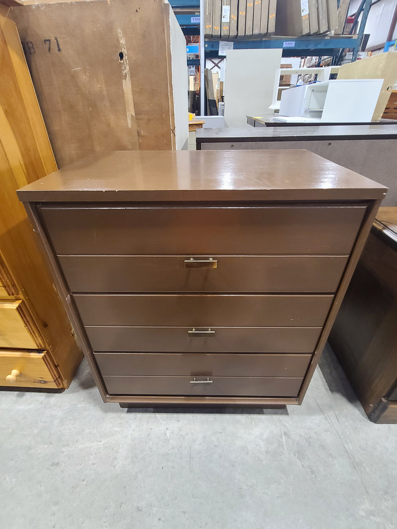 Vintage Mid-Century Modern Brown 3-Drawer Tall Nightstand