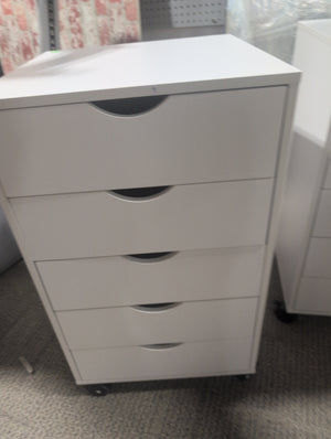 White Filing Cabinet with Wheels