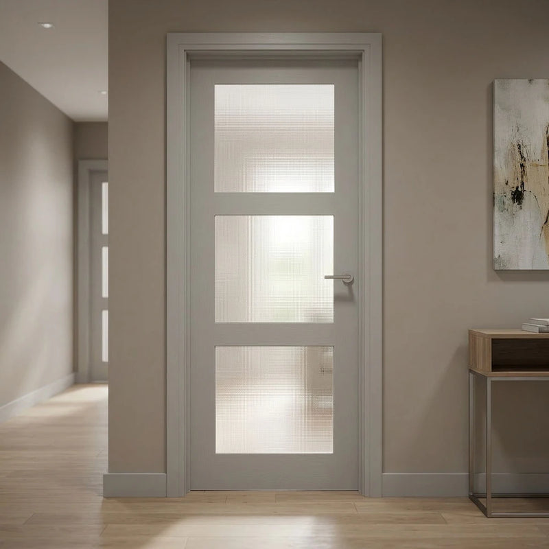 36 x 80 3-Lite Primed Solid Wood Shaker Style Glass Interior French Door