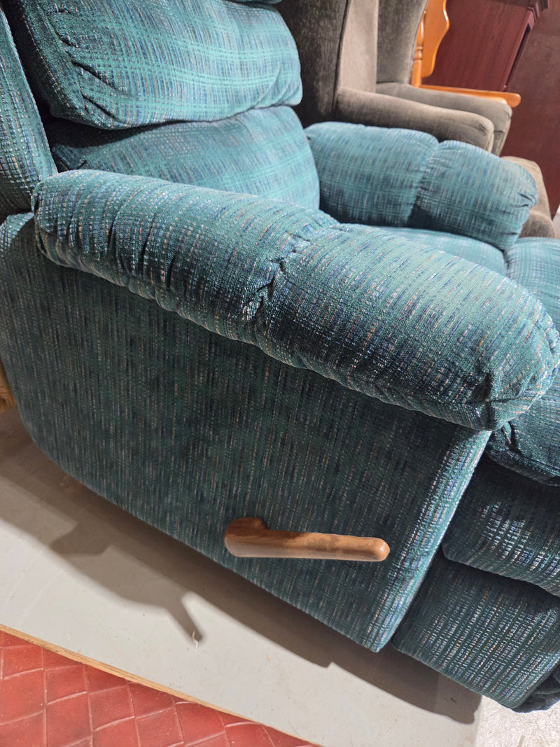 Vintage Overstuffed Tiered-Back Rocking Recliner