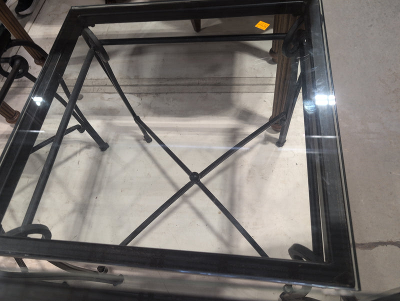 Metal Side Table with Glass Top