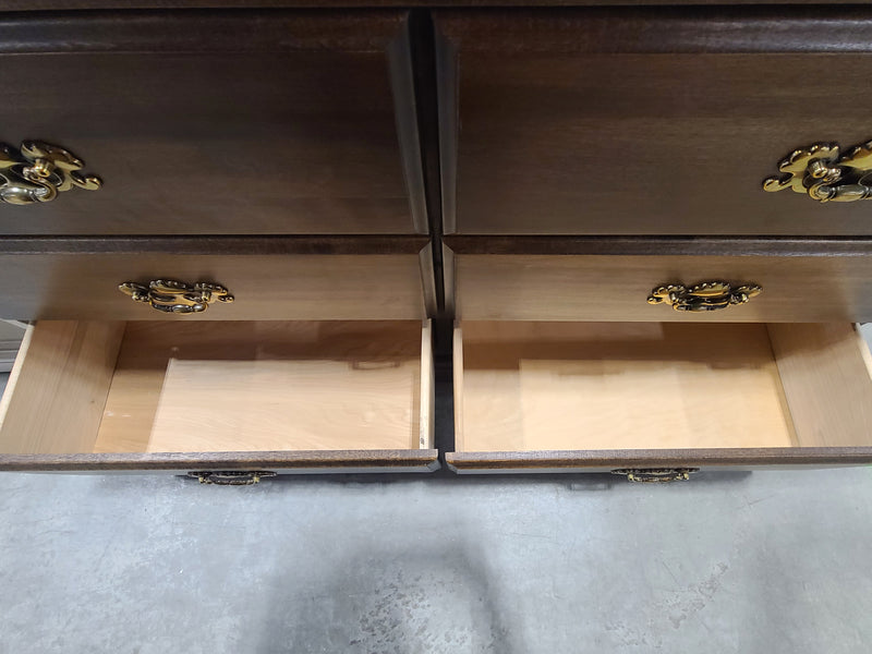 Classic Dark Wood 6-Drawer Dresser with Vintage Hardware