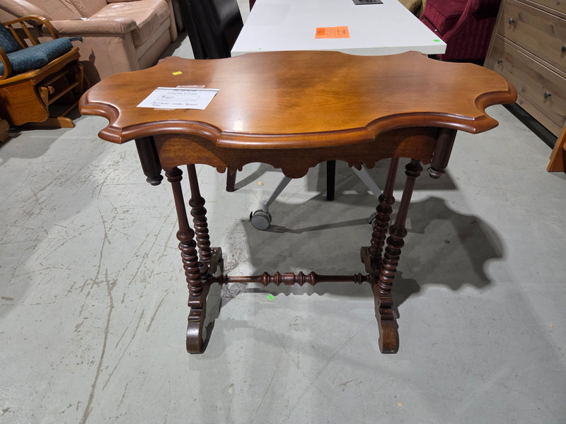 Antique Victorian Style Walnut Turtle-Top Parlor Table