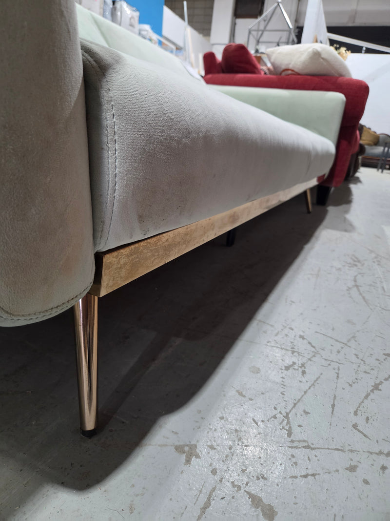 Mid-Century Modern Sage Green Velvet Sofa