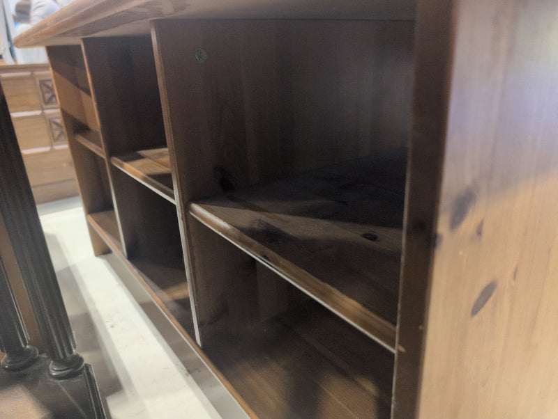 Knotty Pine Rectangular Coffee Table with Storage Cube Shelves