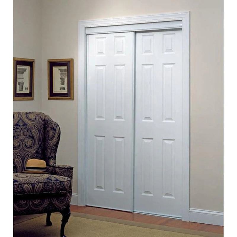 TRUPORTE 72" x 80" 6-Panel White Steel Bypass Closet Doors