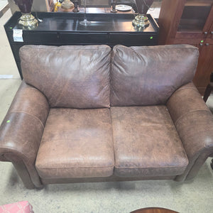 Brown Leather Loveseat