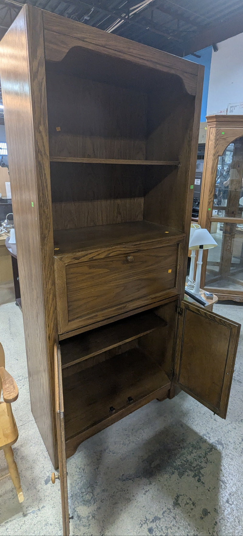 Wooden Cabinet with Drop-Leaf Desk