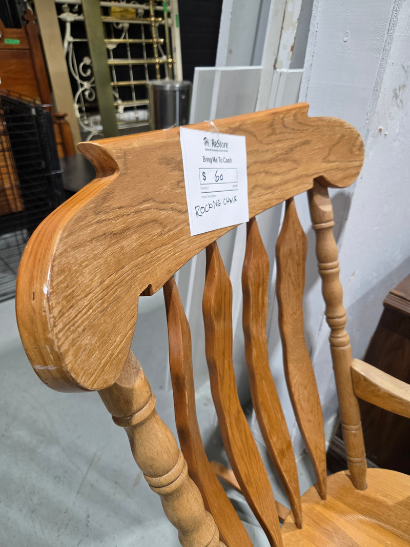 Vintage Solid Oak Windsor Style Rocking Chair