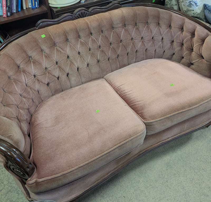 Antique Soft Pink Curved Loveseat
