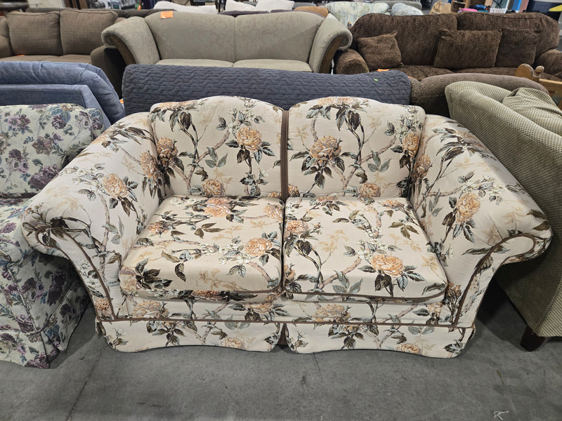 Vintage Botanical Rose Upholstered Loveseat