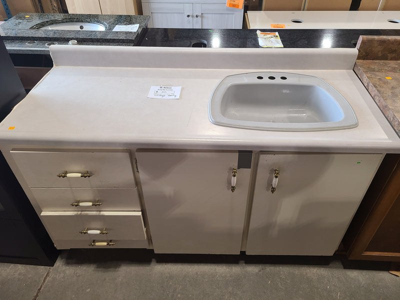 Vintage-Style Cream Bathroom Vanity Combo with Sink