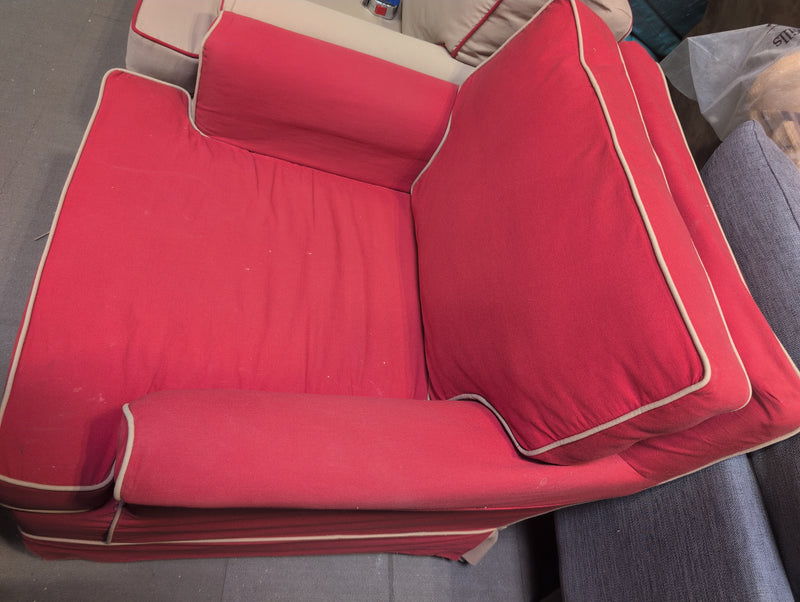 Red Armchair with Beige Outlines