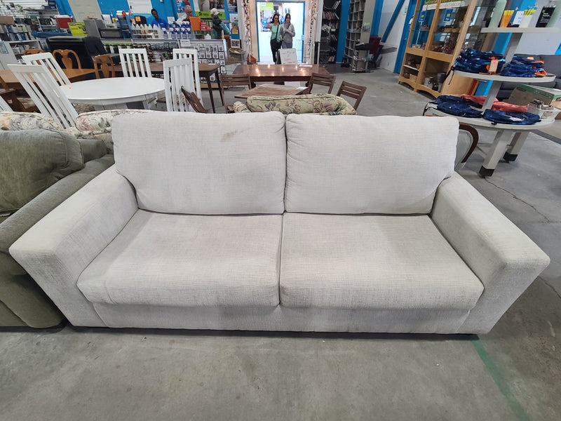 Modern Off-White 2-Cushion Textured Fabric Sofa